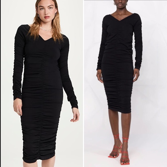 Helmut Lang Ruched Midi Dress - Picture 2 of 7